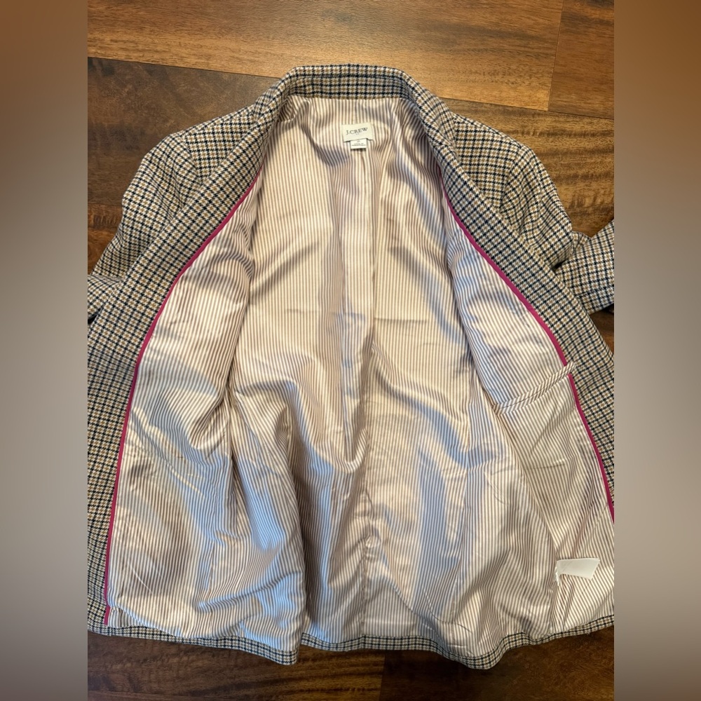 J. Crew Navy and Brown Checked Tailored Blazer - Picture 4 of 7